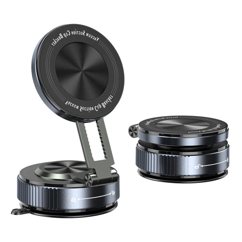 K6 Vacuum Suction Phone Holder Stand 360 Degree Rotating Car Desktop Magnetic Mount for Smartphones Over 4.7 Inch- Black - 1