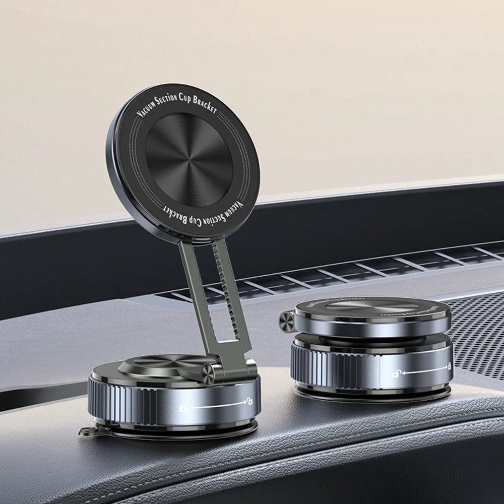 K6 Vacuum Suction Phone Holder Stand 360 Degree Rotating Car Desktop Magnetic Mount for Smartphones Over 4.7 Inch- Black - 2