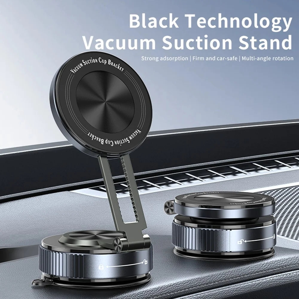 K6 Vacuum Suction Phone Holder Stand 360 Degree Rotating Car Desktop Magnetic Mount for Smartphones Over 4.7 Inch- Black - 3