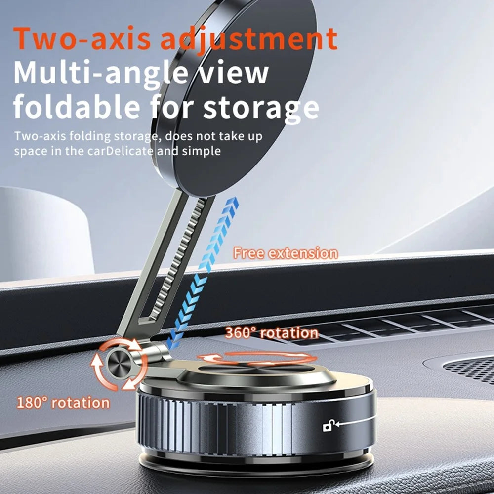 K6 Vacuum Suction Phone Holder Stand 360 Degree Rotating Car Desktop Magnetic Mount for Smartphones Over 4.7 Inch- Black - 5
