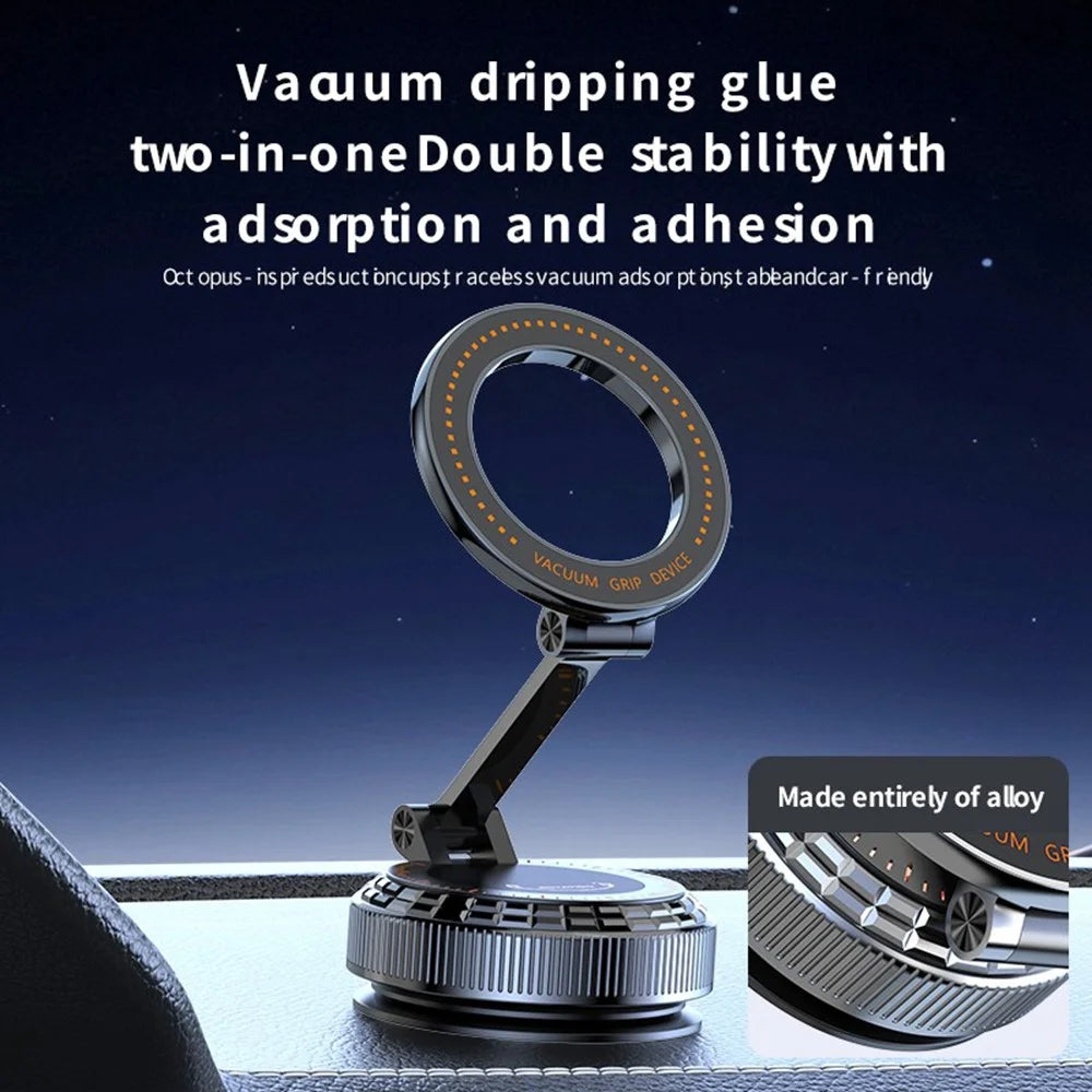 K9 All Metal Car Desktop Phone Holder Vacuum Suction Magnetic Stand 360 Degree Rotation Foldable Mount - Black - 3