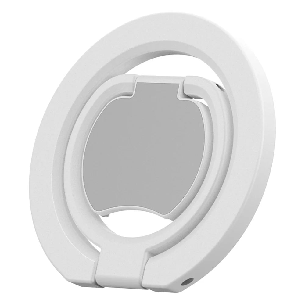 Magnetic Phone Ring Holder Double Sided Magnetic Folding Zinc Alloy Stand Car Mount with 360° Rotation - White - 1
