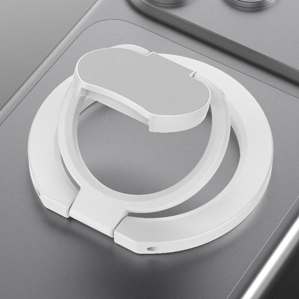 Magnetic Phone Ring Holder Double Sided Magnetic Folding Zinc Alloy Stand Car Mount with 360° Rotation - White - 2