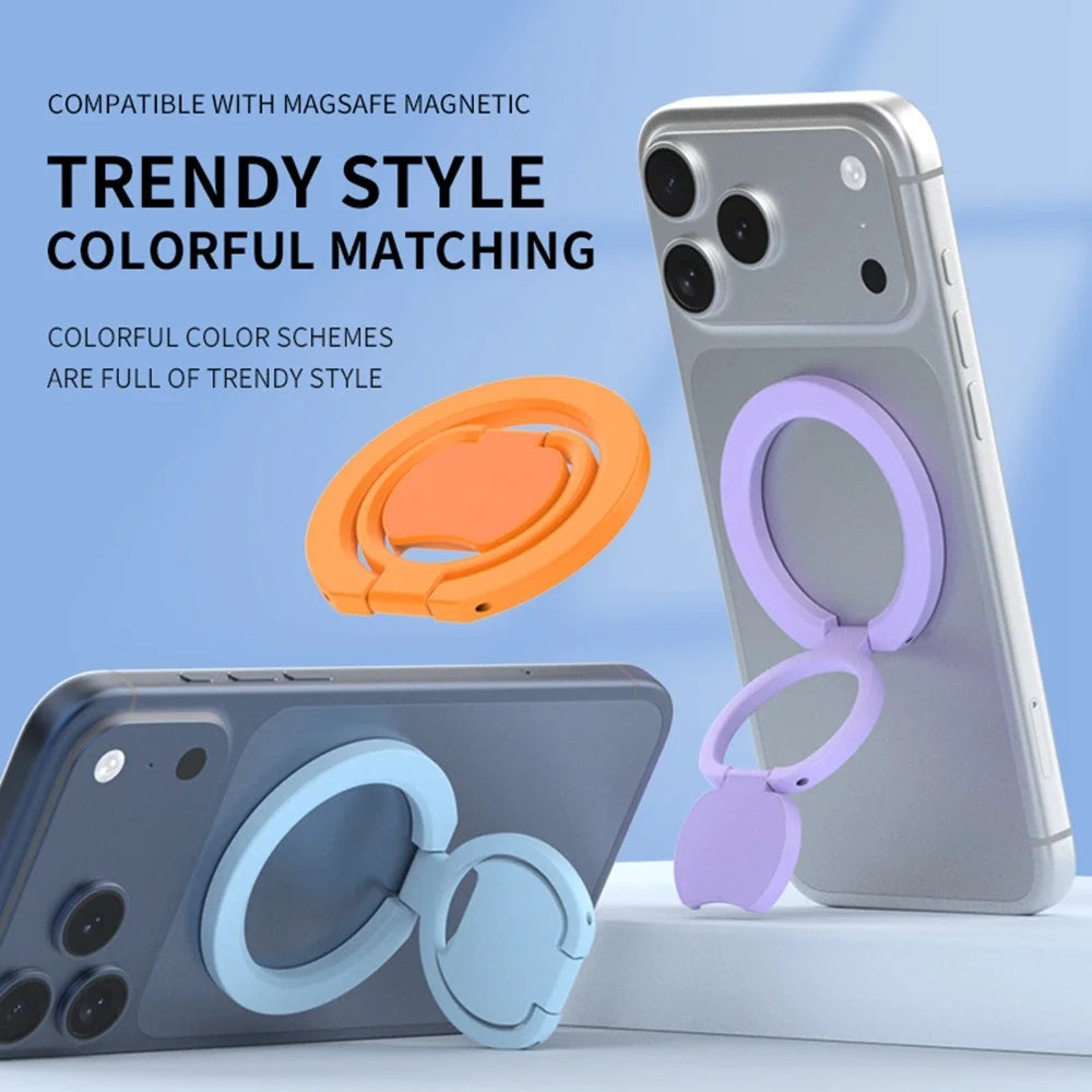 Magnetic Phone Ring Holder Double Sided Magnetic Folding Zinc Alloy Stand Car Mount with 360° Rotation - White - 3