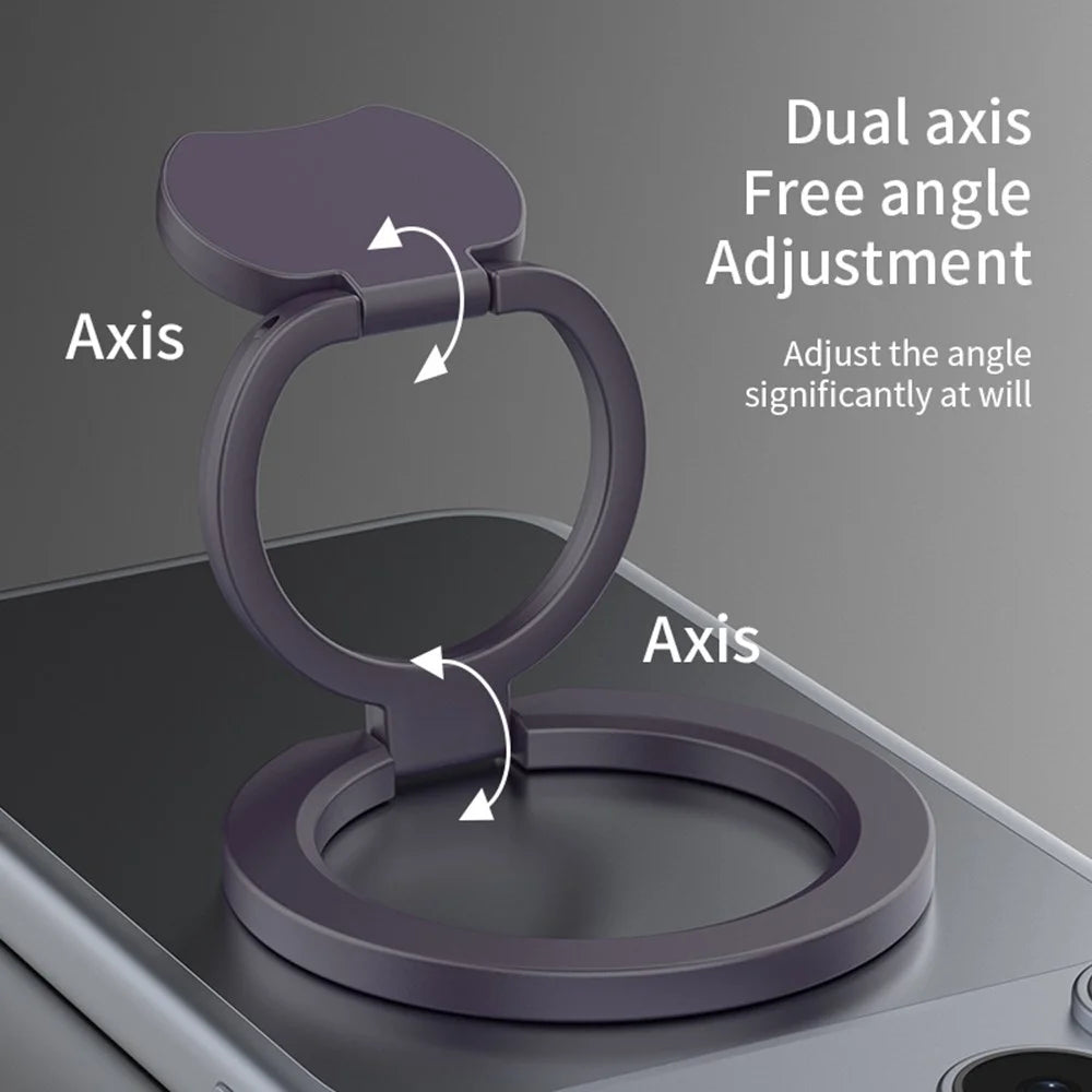 Magnetic Phone Ring Holder Double Sided Magnetic Folding Zinc Alloy Stand Car Mount with 360° Rotation - White - 4