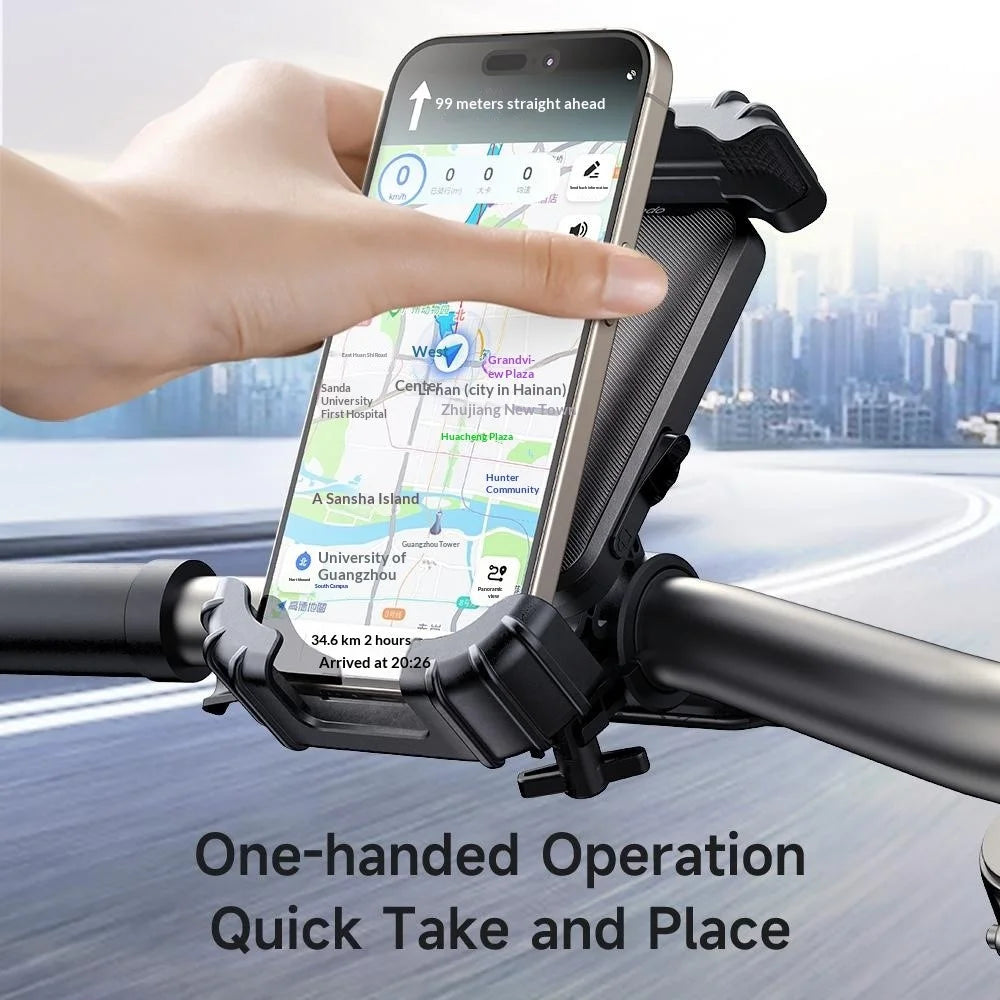 MCDODO CM-524 Bike Phone Mount 360° Adjustable Anti-Shake Cycling Holder for 4.2 - 6.5 Inch Smartphones - Black - 4