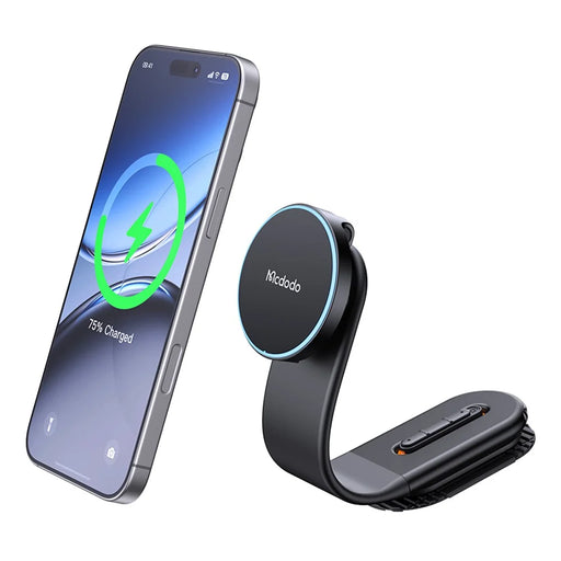 MCDODO CH-6290 MagiGo Pro Magnetic Car Holder 15W Fast Charging Station Wireless Charger Bendable Mount for Dashboard - Black - 1