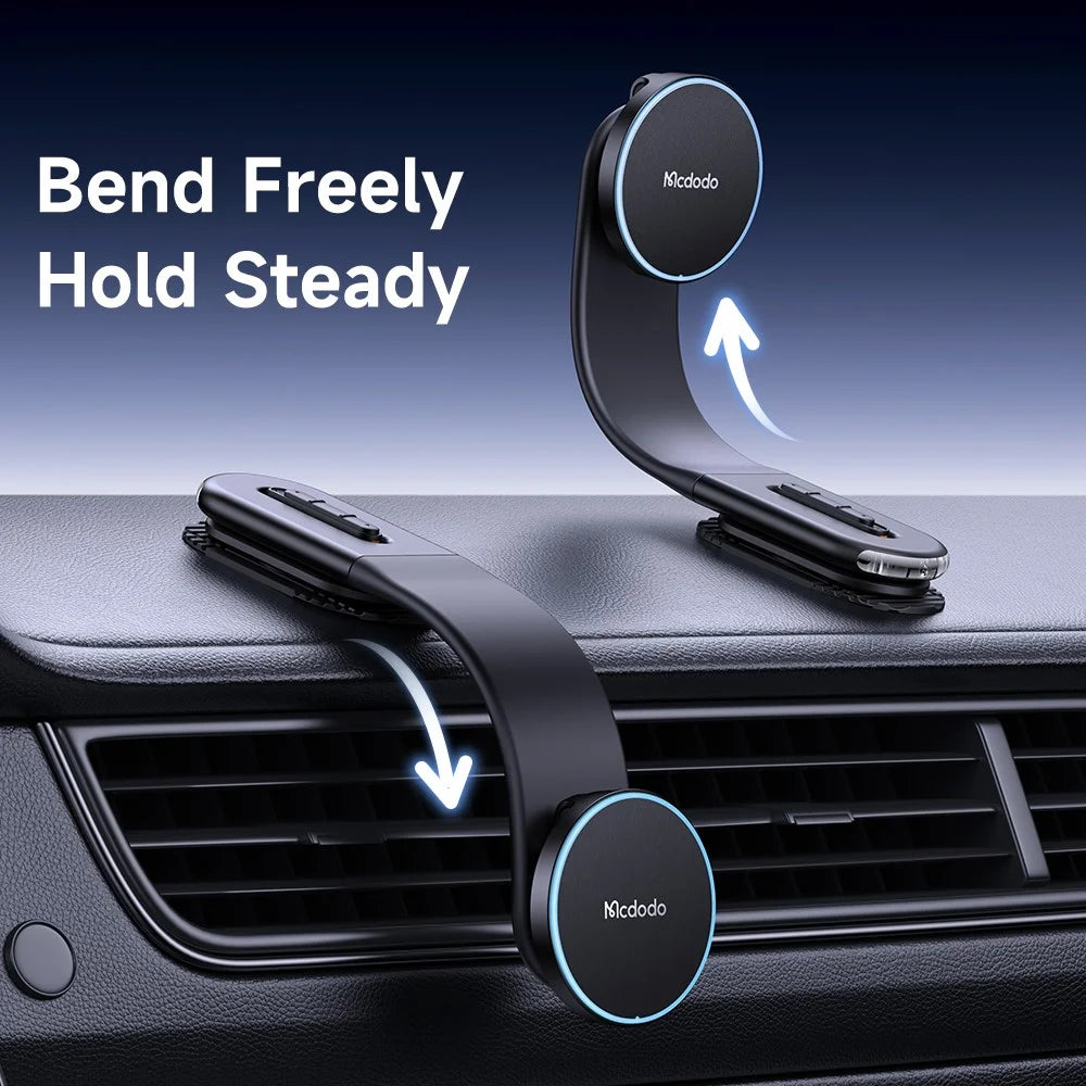 MCDODO CH-6290 MagiGo Pro Magnetic Car Holder 15W Fast Charging Station Wireless Charger Bendable Mount for Dashboard - Black - 4