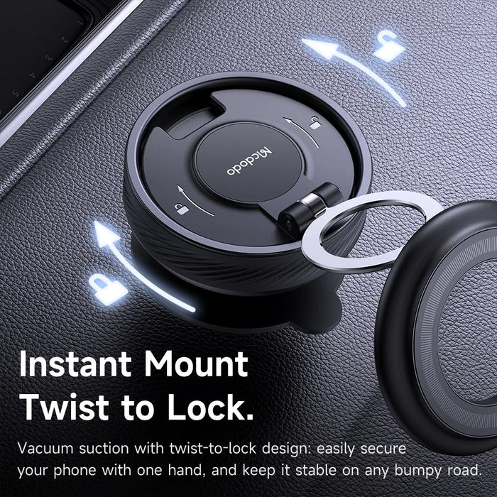MCDODO TB-8420 Car Phone Holder Vacuum Suction Magnetic Foldable 360 Degree Adjustable Desktop Mount -Black - 3