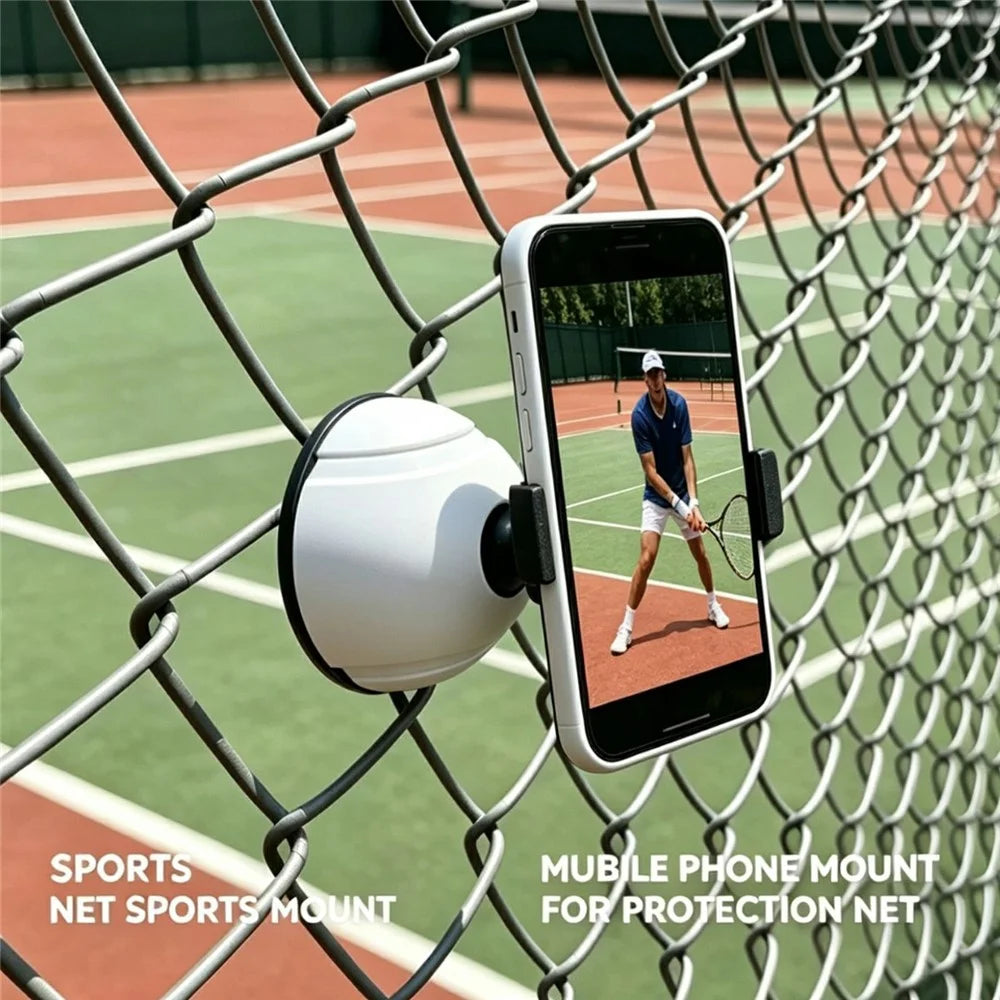 WQ-01 Sports Net Mobile Phone Mount 360 Degree Adjustable Clamp Phone Bracket for Football Tennis Basketball Court Fence Outdoor - White - 4