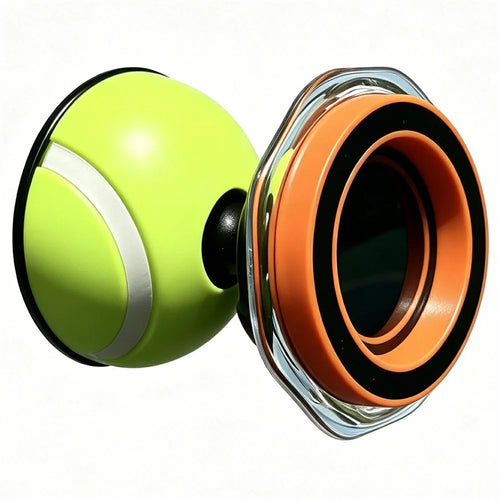 WQ-02 Phone Holder Tennis Ball Style Mount for Chain Link Fence 360 Degree Rotation Sports Court Phone Clamp Bracket - Green  /  Orange - 1