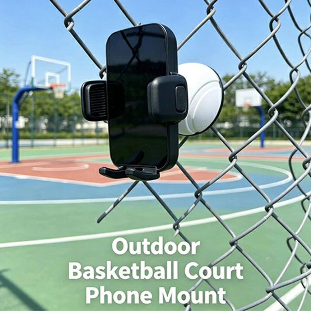 WQ-05 Sports Court Phone Mount 360 Degree Adjustable Fence Clamp Stand for Basketball Tennis Football Field Outdoor Recording - White - 2
