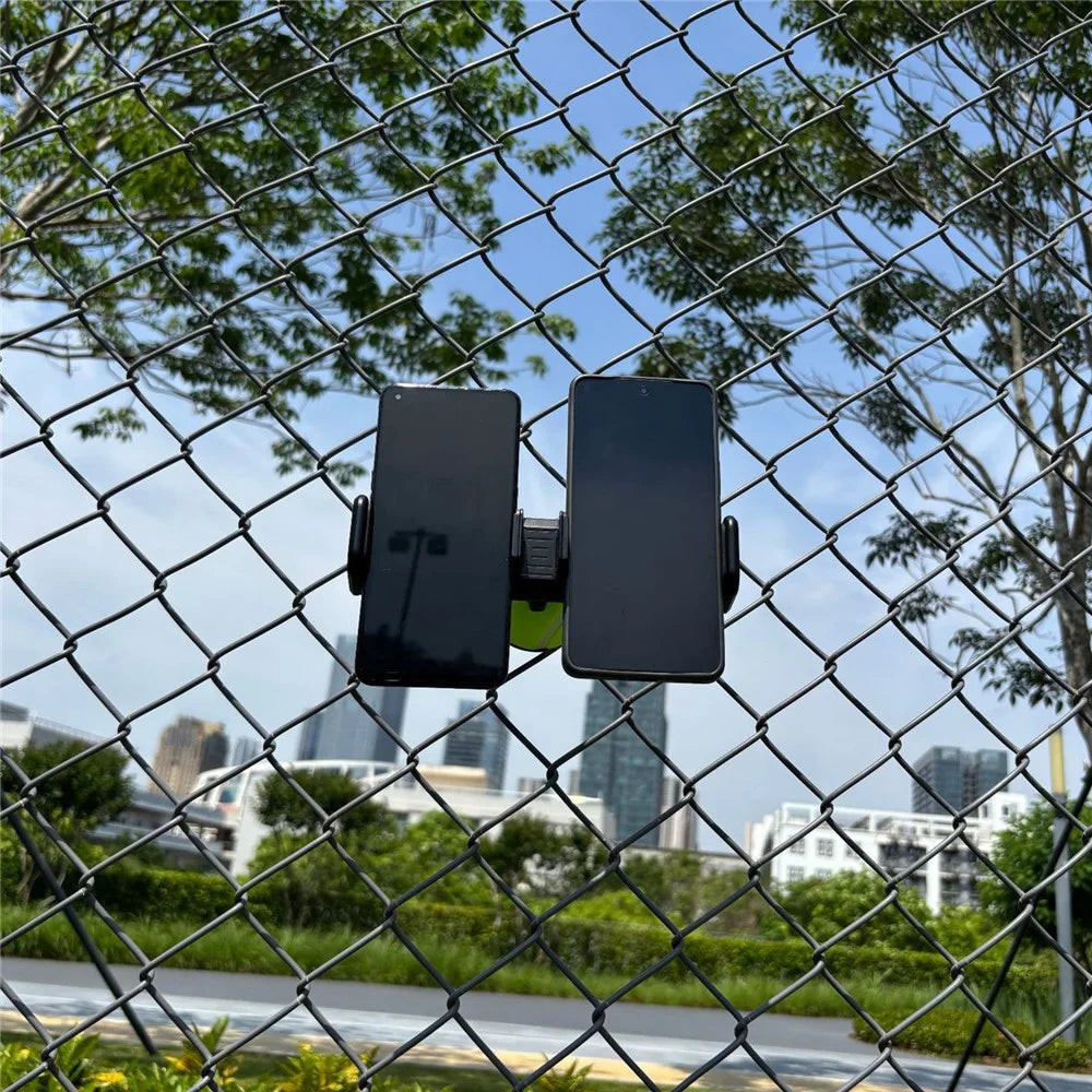 WQ-04 Dual-Phone Stand Fence Mount for Sports Court Tennis Stadium Wire Mesh Universal Phone Clamp Holder - White - 2