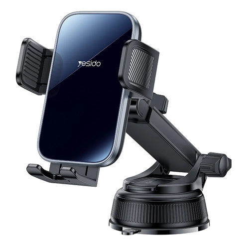 YESIDO C279 360° Rotating Car Phone Holder Suction Cup Mount Dashboard Windshield Stand Adjustable Bracket - Black - 1