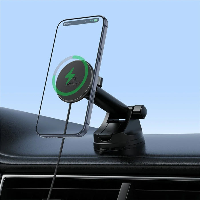ACEFAST E52 Qi2 25W Magnetic Wireless Charging Car Holder for Dashboard Car Mount Charger - Black - 5