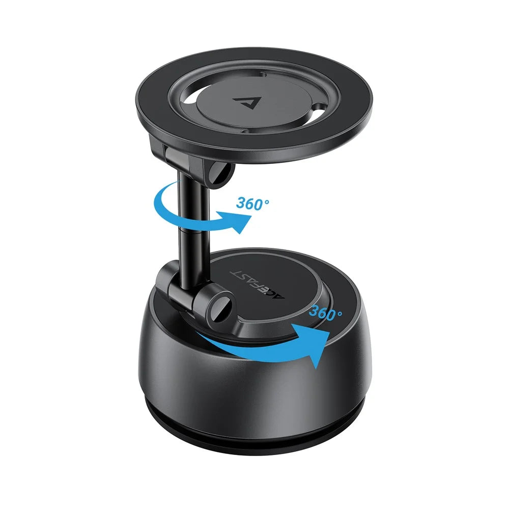 ACEFAST E54 Electric Suction Cup Magnetic Car Phone Holder 360° Rotation Dashboard Mount - Metal Grey - 6