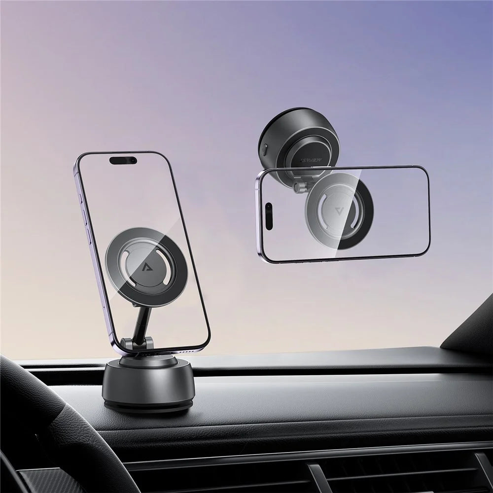 ACEFAST E54 Electric Suction Cup Magnetic Car Phone Holder 360° Rotation Dashboard Mount - Metal Grey - 7