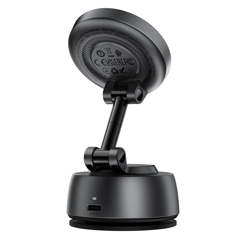 ACEFAST E53 Magnetic Wireless Car Charger 15W Electric Suction Cup Dashboard Mount - Metal Grey - 3