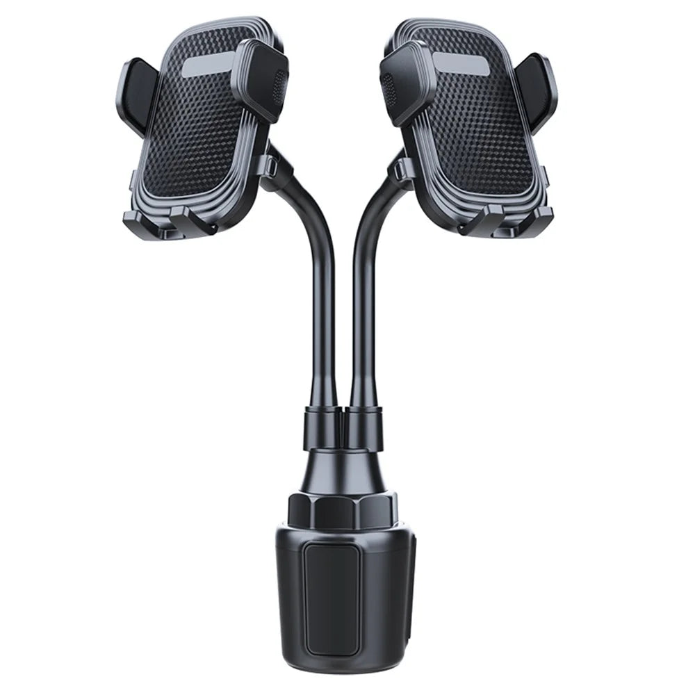 Universal Dual Head Flexible Rod Car Cup Holder Mobile Phone Stand 360 Degrees Rotating Bracket - 1