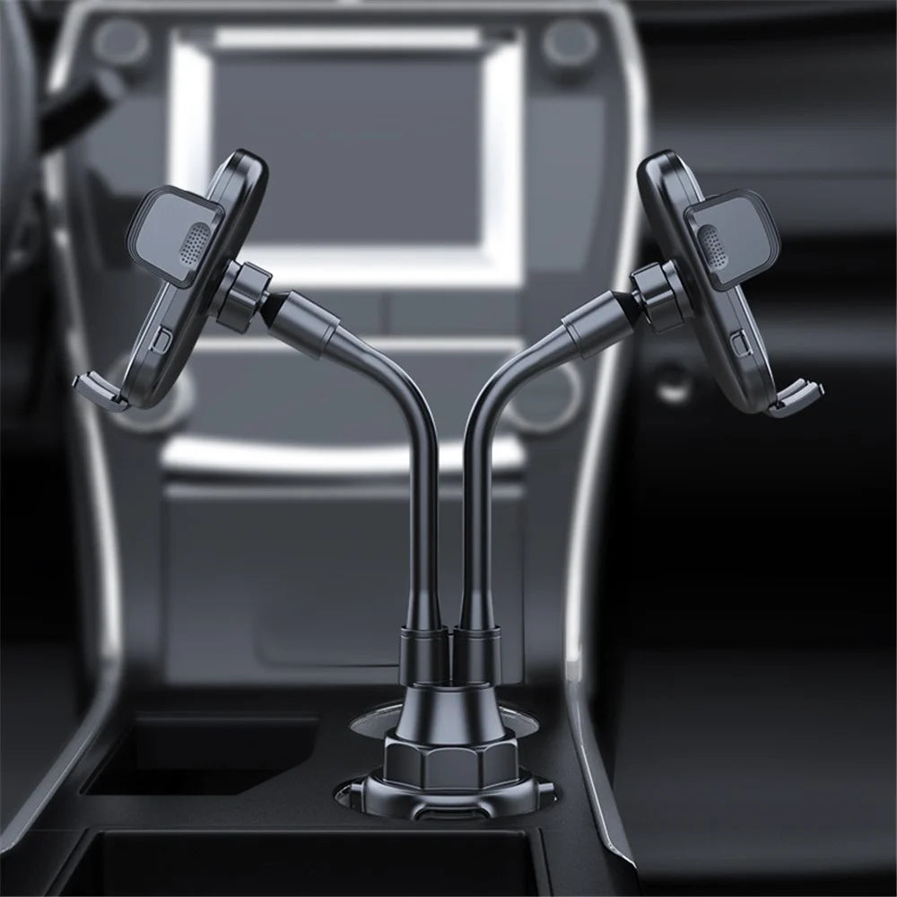 Universal Dual Head Flexible Rod Car Cup Holder Mobile Phone Stand 360 Degrees Rotating Bracket - 3