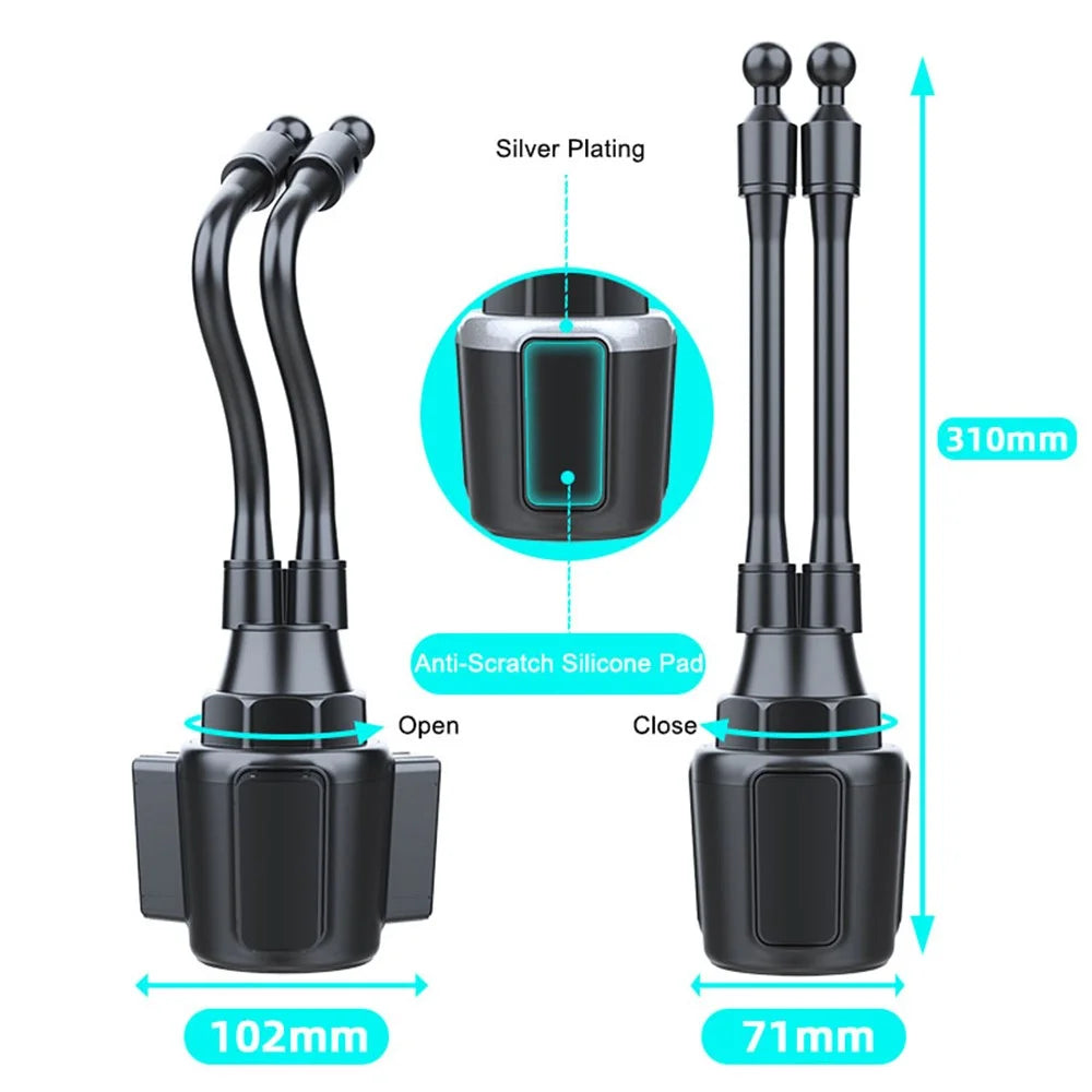 Universal Dual Head Flexible Rod Car Cup Holder Mobile Phone Stand 360 Degrees Rotating Bracket - 7