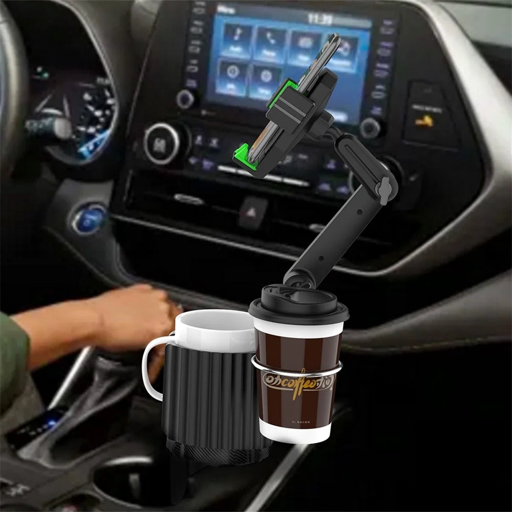 C004 Multi-functional Adjustable Car Drink Cup Bottle Holder Mobile Phone Bracket - Green - 3