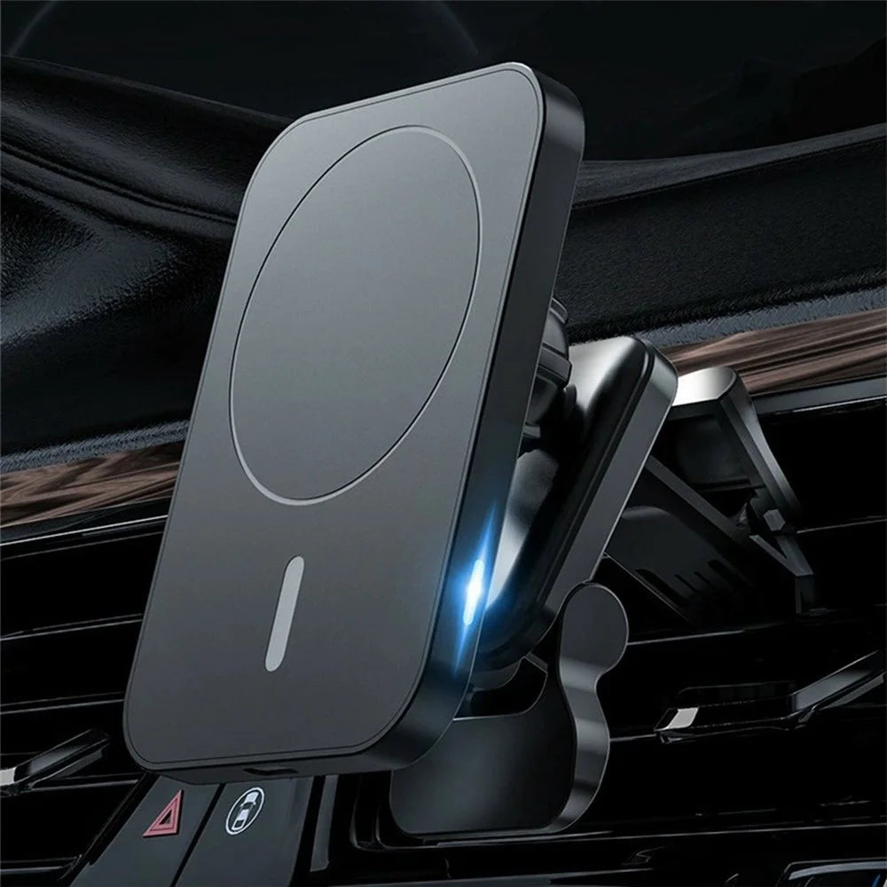 JJT-987 15W Magnetic Wireless Charger Air Vent Clip Mount Bracket Car Phone Holder - Black - 6