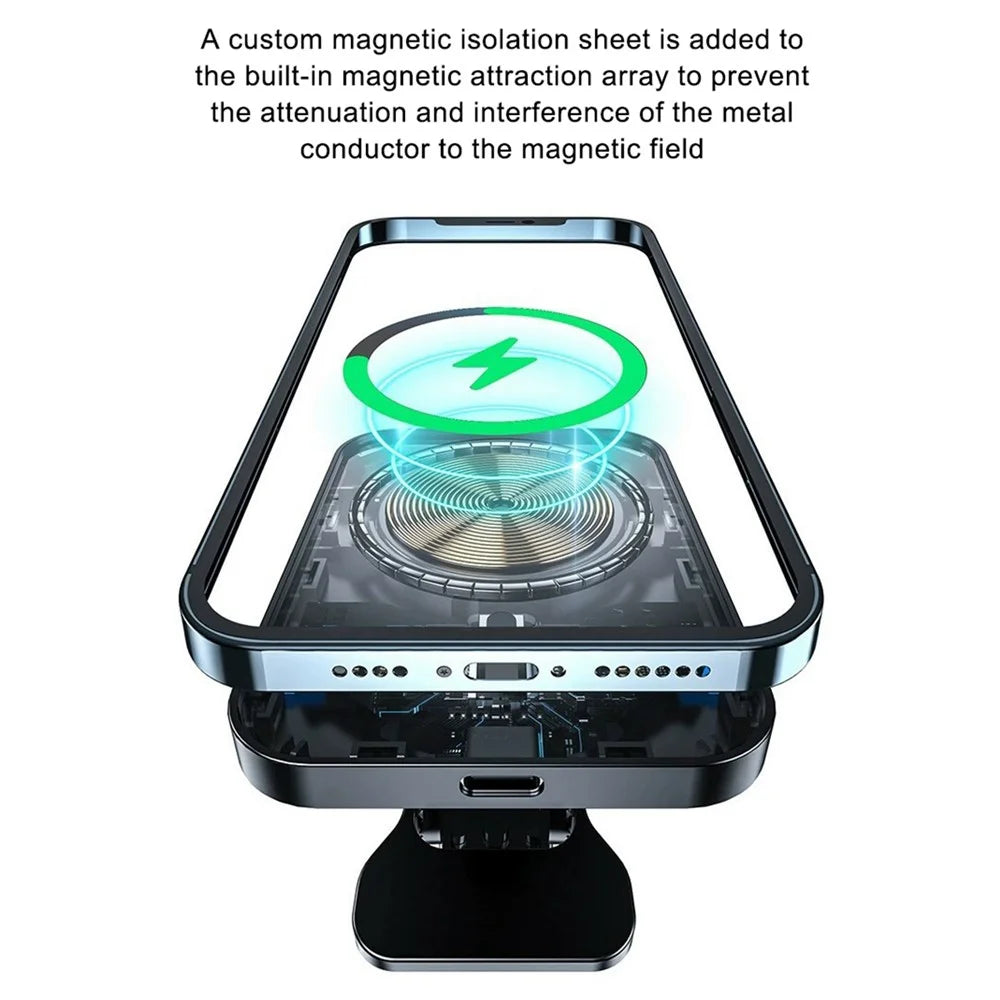 JJT-987 15W Magnetic Wireless Charger Air Vent Clip Mount Bracket Car Phone Holder - Black - 7