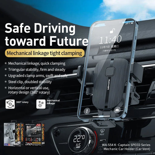 WEKOME S54 Car Air Vent Phone Holder Mount Sturdy 360-Degree Rotation Cell Phone Car Mount Clip for Safe Driving - 2