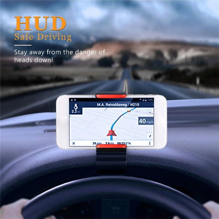 Universal Clip-On Car HUD Dashboard Mount Phone Holder Clamp Non-slip Stand - 7