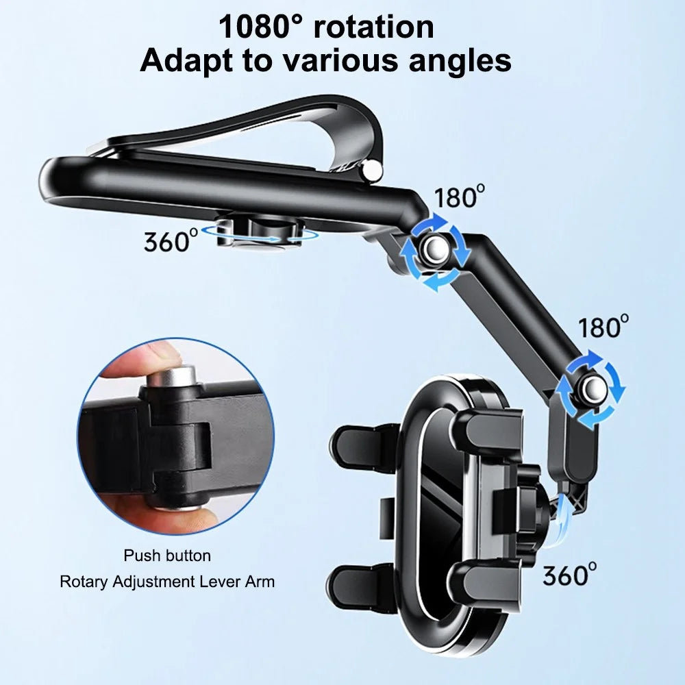 Car Sun Visor Rearview Mirror Mount Phone Holder Angle Adjustable Rotatable Car Cellphone Bracket - 4