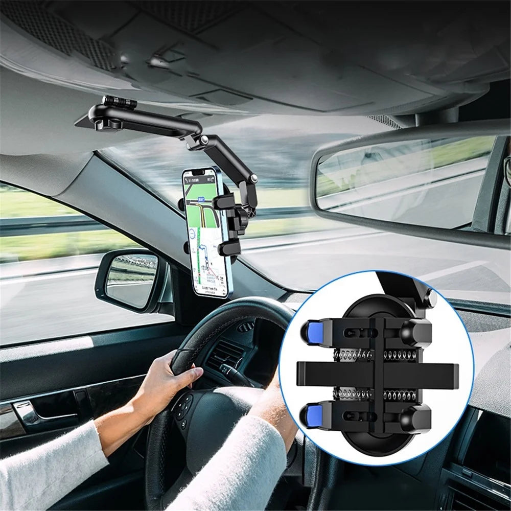 Car Sun Visor Rearview Mirror Mount Phone Holder Angle Adjustable Rotatable Car Cellphone Bracket - 5