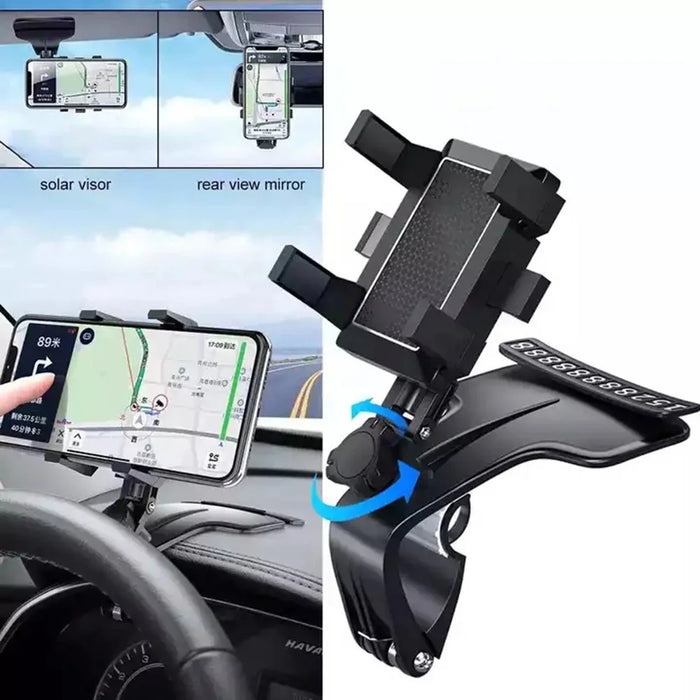Car Dashboard Phone Stand 360 Degrees Rotation Adjustable GPS Car Clip Holder with Parking Number Plate - 3
