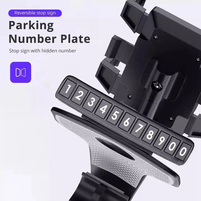 Car Dashboard Phone Stand 360 Degrees Rotation Adjustable GPS Car Clip Holder with Parking Number Plate - 5