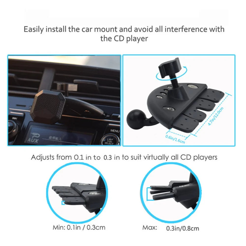 CD Slot Magnetic Phone Mount for Universal Car 360-Degree Rotating Magnetic Smart Phone Holder - 4