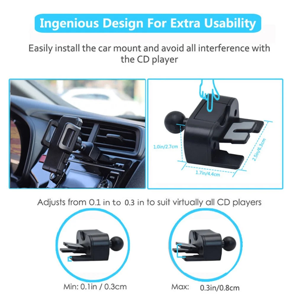 Universal Auto Car CD Slot Phone Mount for Driving Navigation 360-Degree Rotating Cell Phone Holder with Adjustable Clip - 3