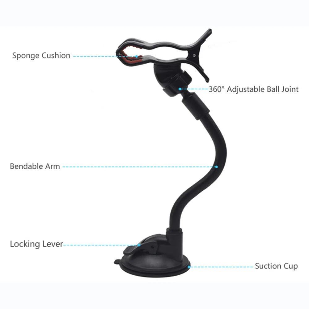 W011 Car Smartphone Bracket Bendable Arm Windshield Dashboard Sucker Mount Cell Phone Holder - Style A - 7