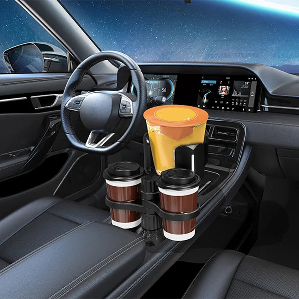 Multifunctional Car Cup Holder Expander Adapter Adjustable Organizer for Snack Bottles Coffee Cups Drinks - Black - 3