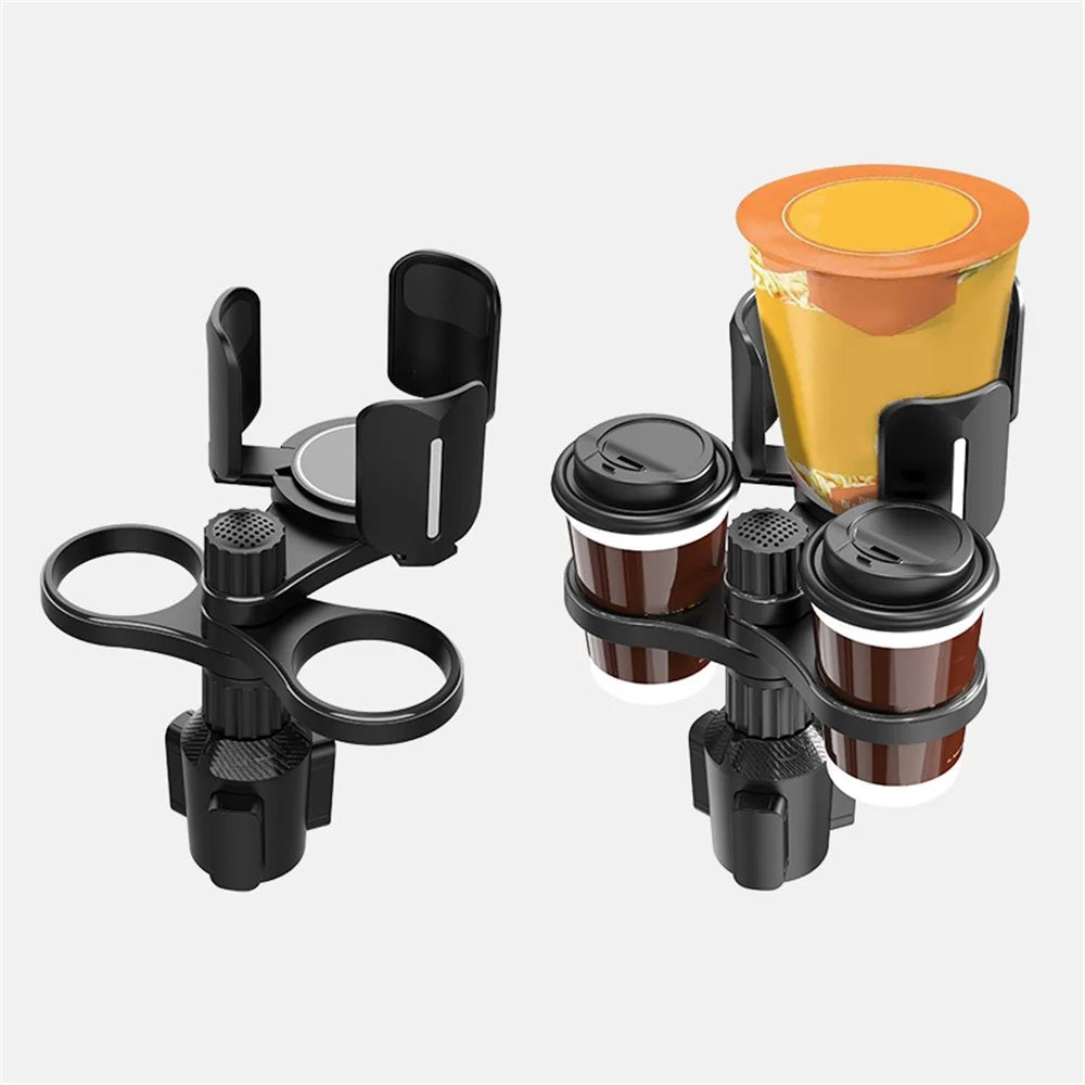 Multifunctional Car Cup Holder Expander Adapter Adjustable Organizer for Snack Bottles Coffee Cups Drinks - Black - 4