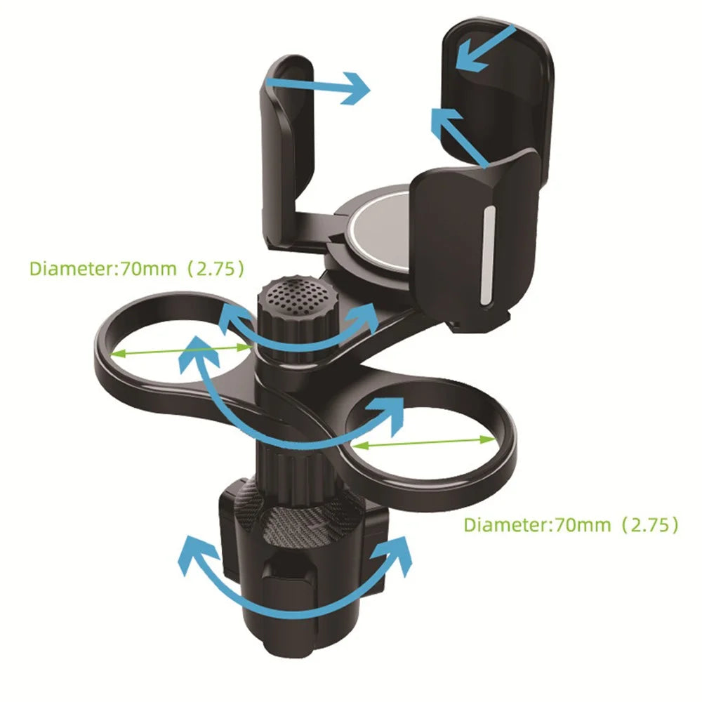 Multifunctional Car Cup Holder Expander Adapter Adjustable Organizer for Snack Bottles Coffee Cups Drinks - Black - 5