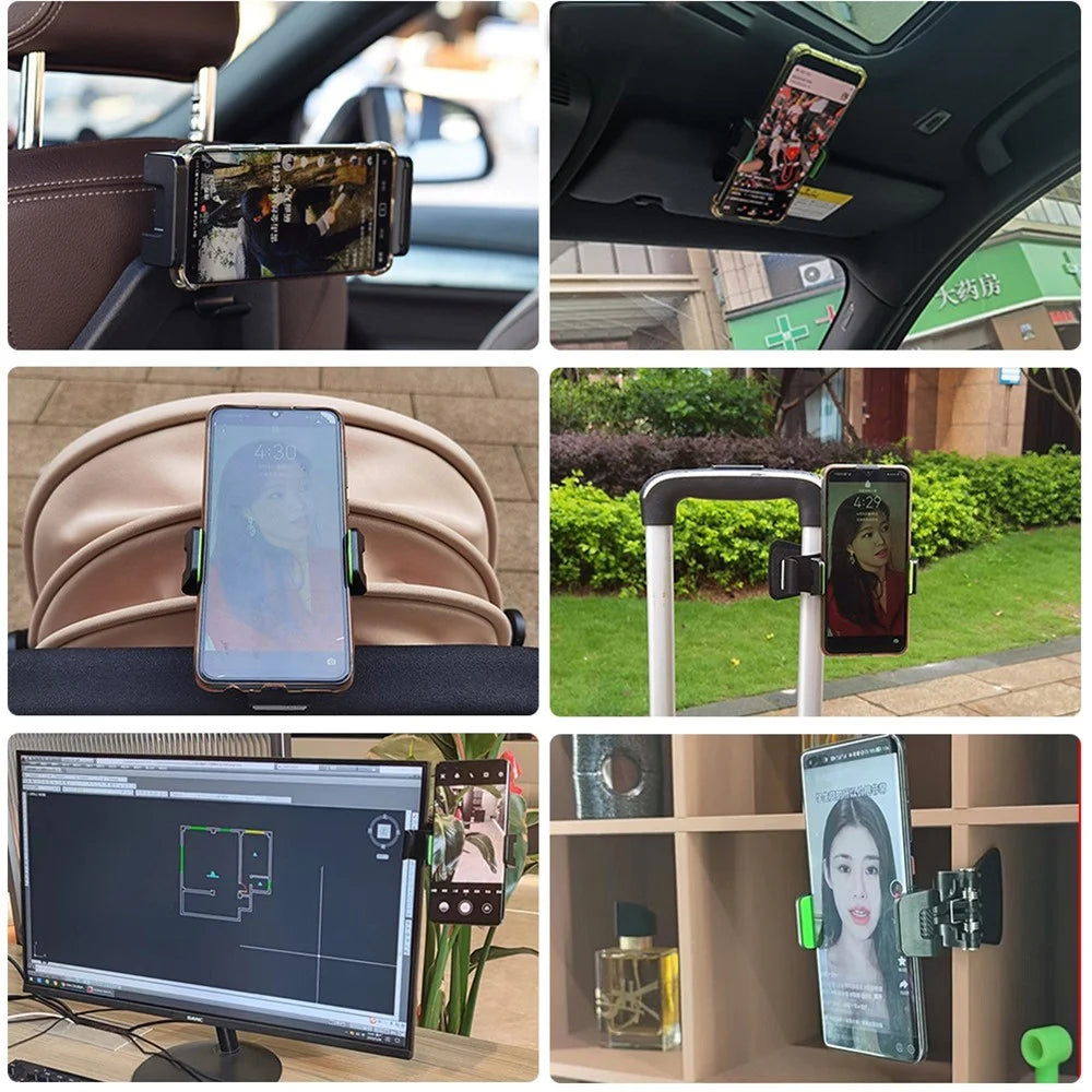 Multifunction Cellphone Holder 360° Rotatable Bracket for Car Back Seat Sun Visor Kitchen Suitcase - Green - 7