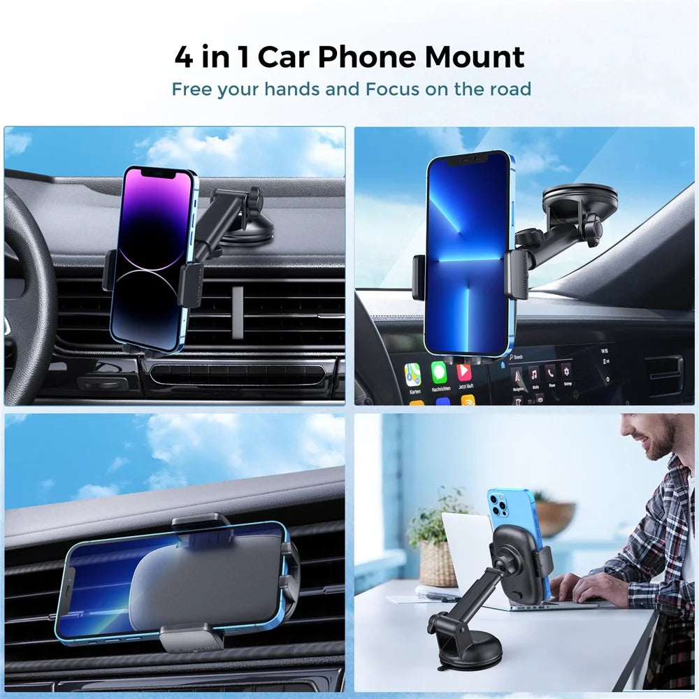 AHASTYLE TRONWIN JY04 360 Degree Rotation Car Suction Cup Mount Phone Holder with Air Vent Clip - 2