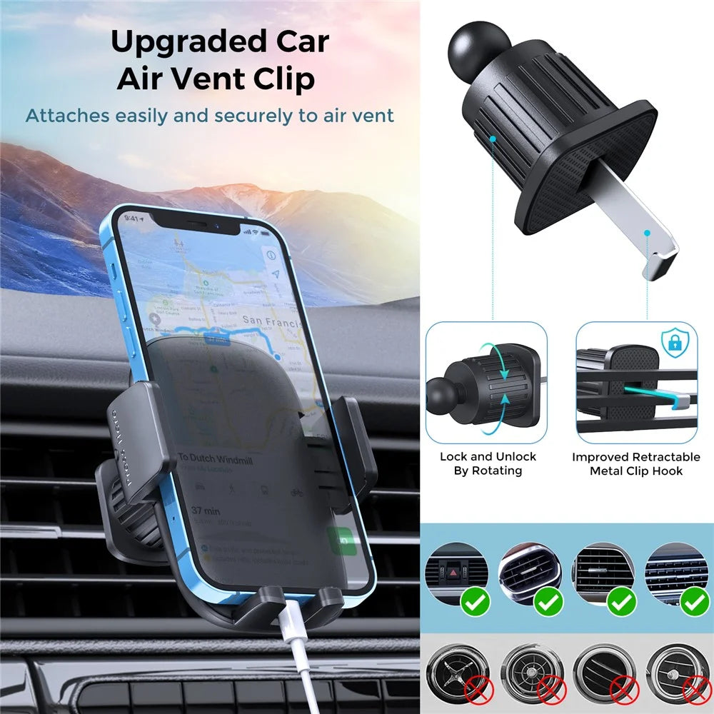 AHASTYLE TRONWIN JY04 360 Degree Rotation Car Suction Cup Mount Phone Holder with Air Vent Clip - 6