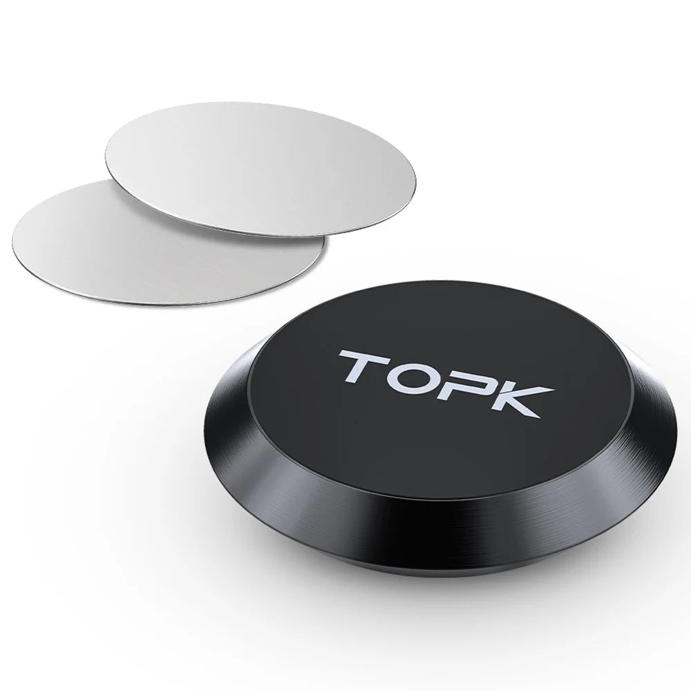 TOPK D21 Magnetic Car Dashboard Phone Holder Round Aluminum Alloy Cellphone Mount Stand - 1