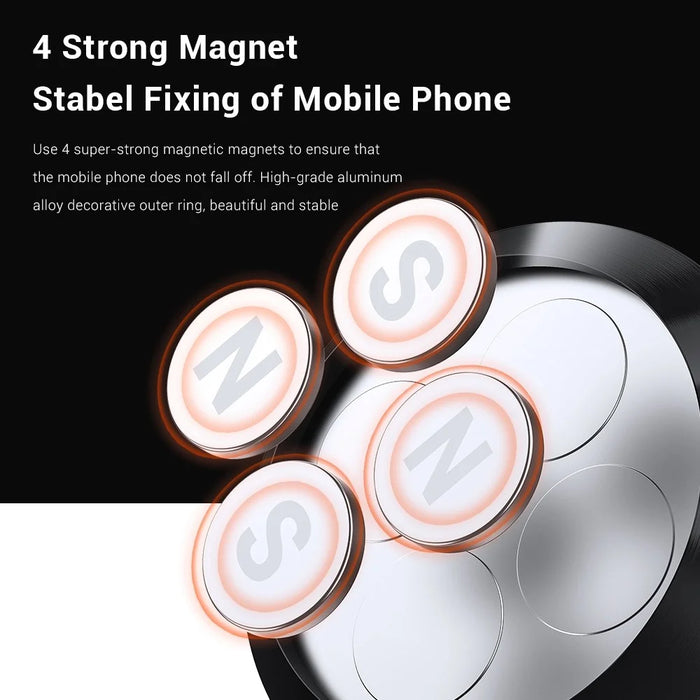 TOPK D21 Magnetic Car Dashboard Phone Holder Round Aluminum Alloy Cellphone Mount Stand - 4