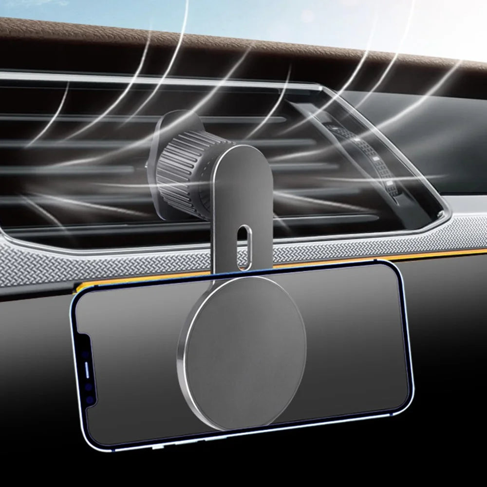 Car Air Vent Mount Magnetic Phone Holder Stand 360 Degrees Rotating Cellphone Bracket with 2 Magnetic Sheets - Black - 2
