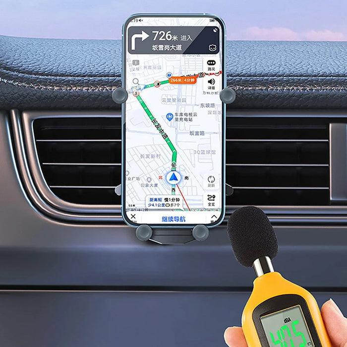 OATSBASF x03 Mini Folding Aluminum Alloy Car Phone Holder Automatic Locking Gravity Phone Bracket - Air Vent Mount / Black - 6