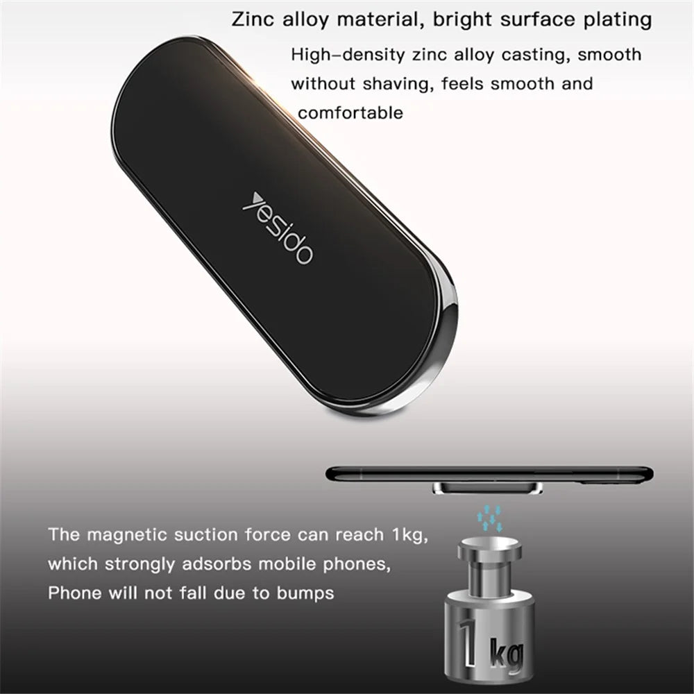 YESIDO C83 Car Magnetic Phone Holder Lazy Zinc Alloy Slim Phone Mount Bracket - Tarnish - 4