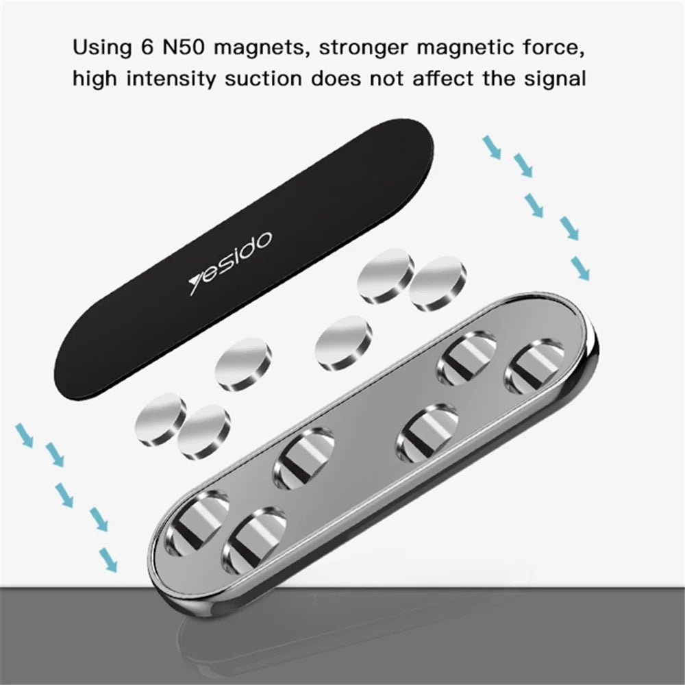 YESIDO C83 Car Magnetic Phone Holder Lazy Zinc Alloy Slim Phone Mount Bracket - Tarnish - 5
