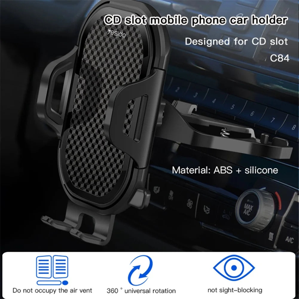 YESIDO C84 Car CD Slot Mobile Phone Holder 360 Degrees Rotating Cellphone Bracket - 5
